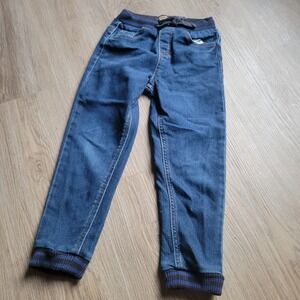Maximus Rex Denim Joggers Boys Size 6 Blue Knit Waist Cuffs Stretch Play Jeans
